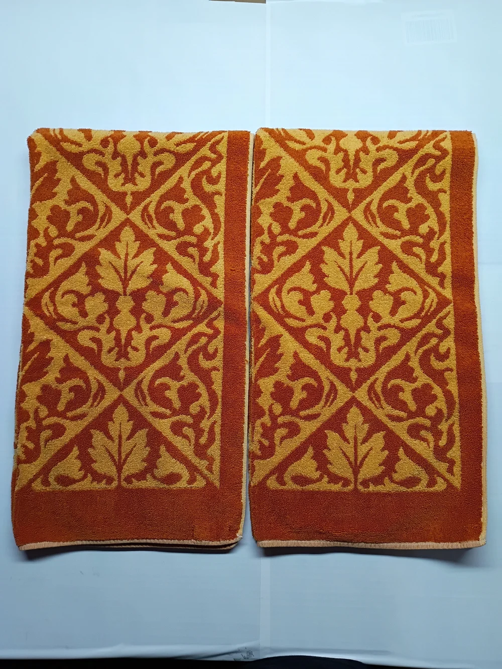 2 Orange and Yellow Decorative Home Bath Towels
